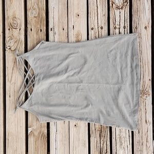 Muted Sage Green Gray Criss Cross Camisole Tank Small Undershirt Cami Cotton